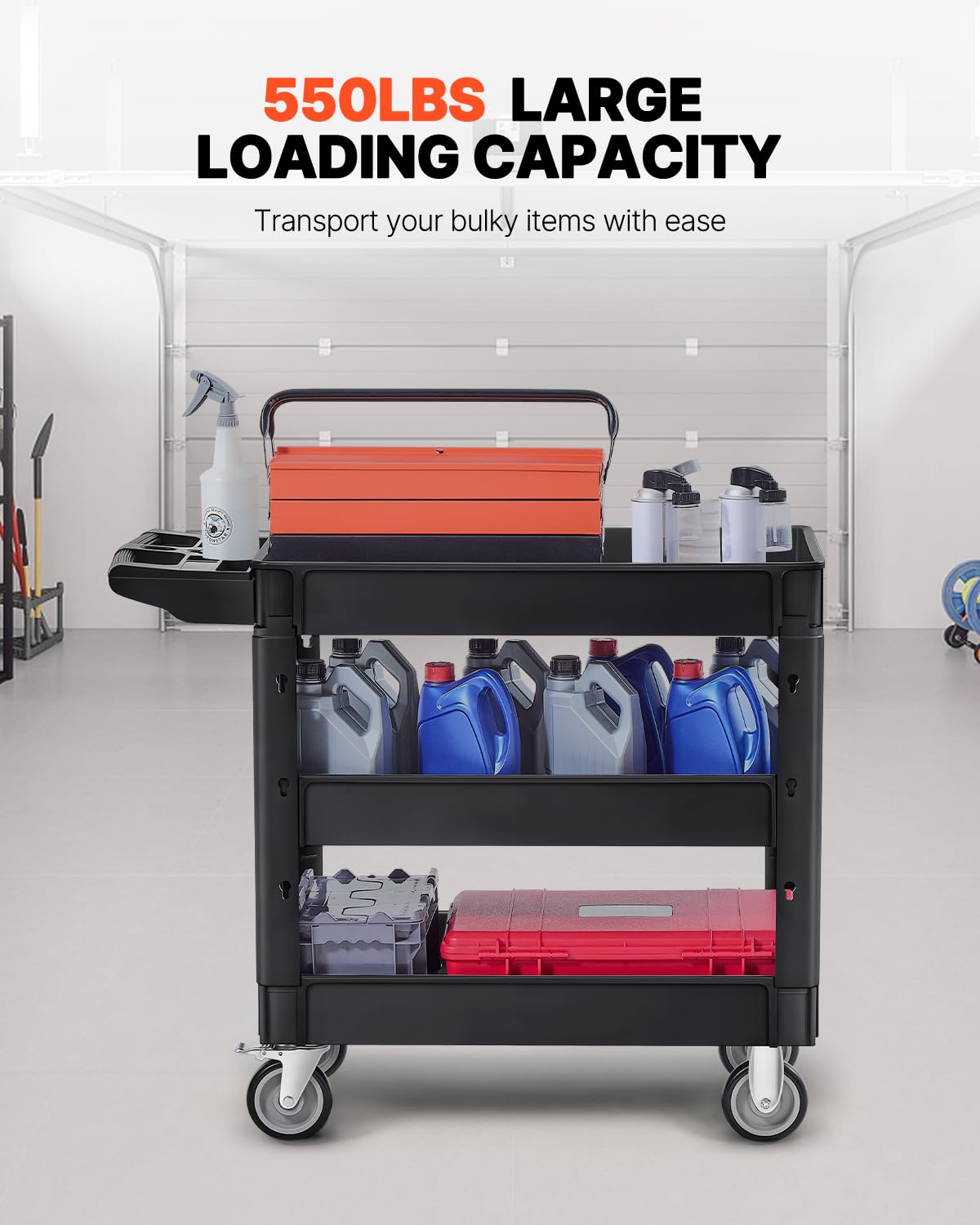 Foto 3 pulgar | Carrito Utilitario Vevor De Plástico De 3 Niveles Con Capacidad De 250 Kg Con Ruedas Giratorias - Venta Internacional.