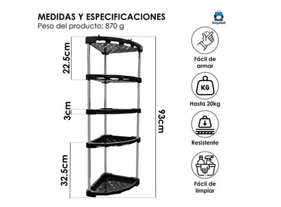 Foto 2 | Organizador Esquinero Xtellar de Plástico 5 Niveles