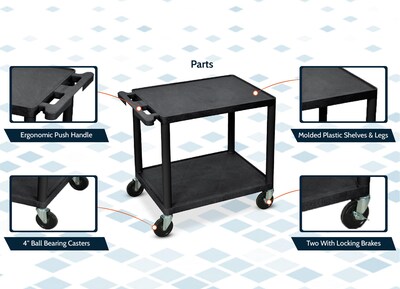 Foto 3 | Av Cart Luxor Lp26-b 26h Con 2 Estantes De 136 Kg De Capacidad, Color Negro - Venta Internacional.
