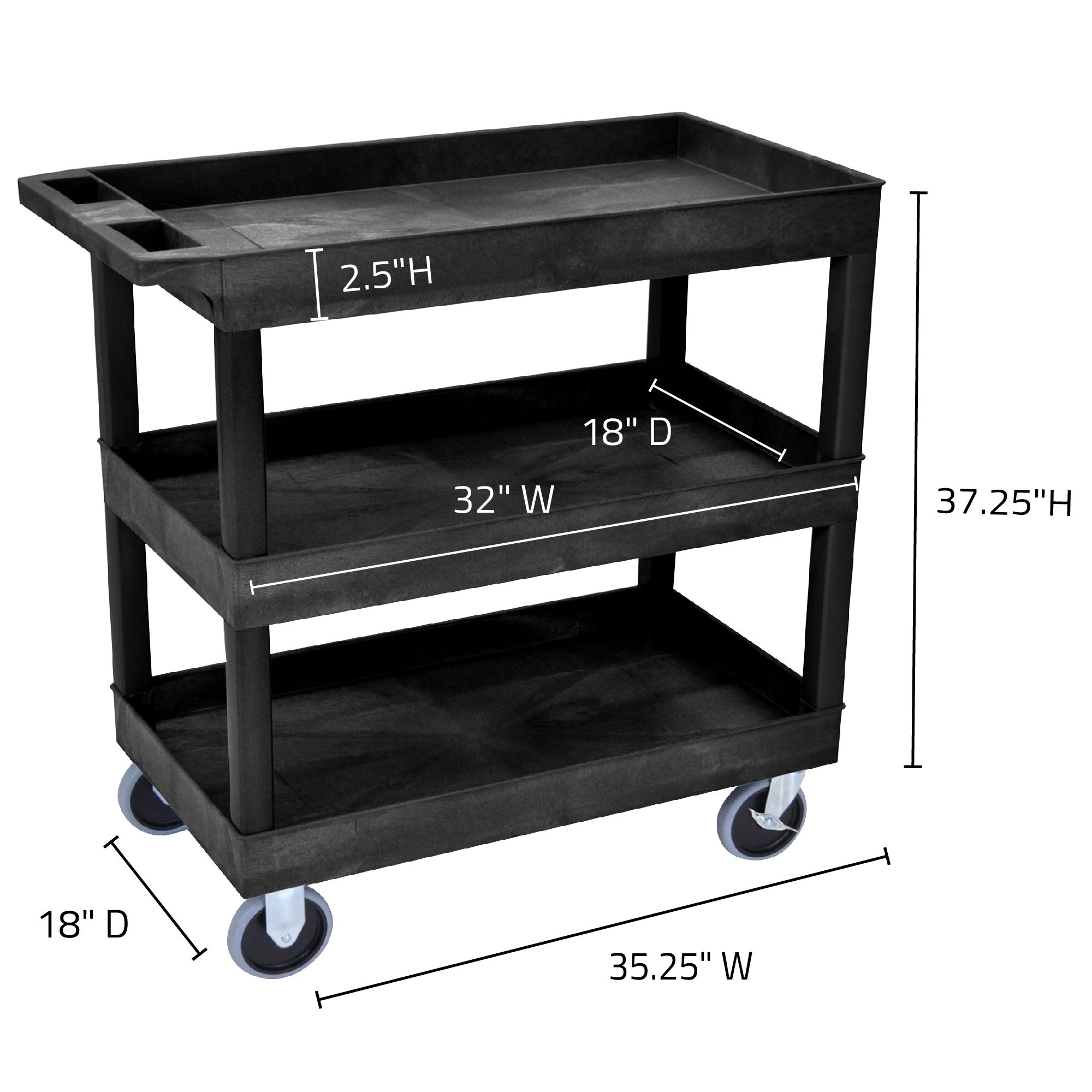 Foto 4 pulgar | Carrito Utilitario Luxor Ec111hd-b Con 3 Estantes, Capacidad De 500 Libras - Venta Internacional.
