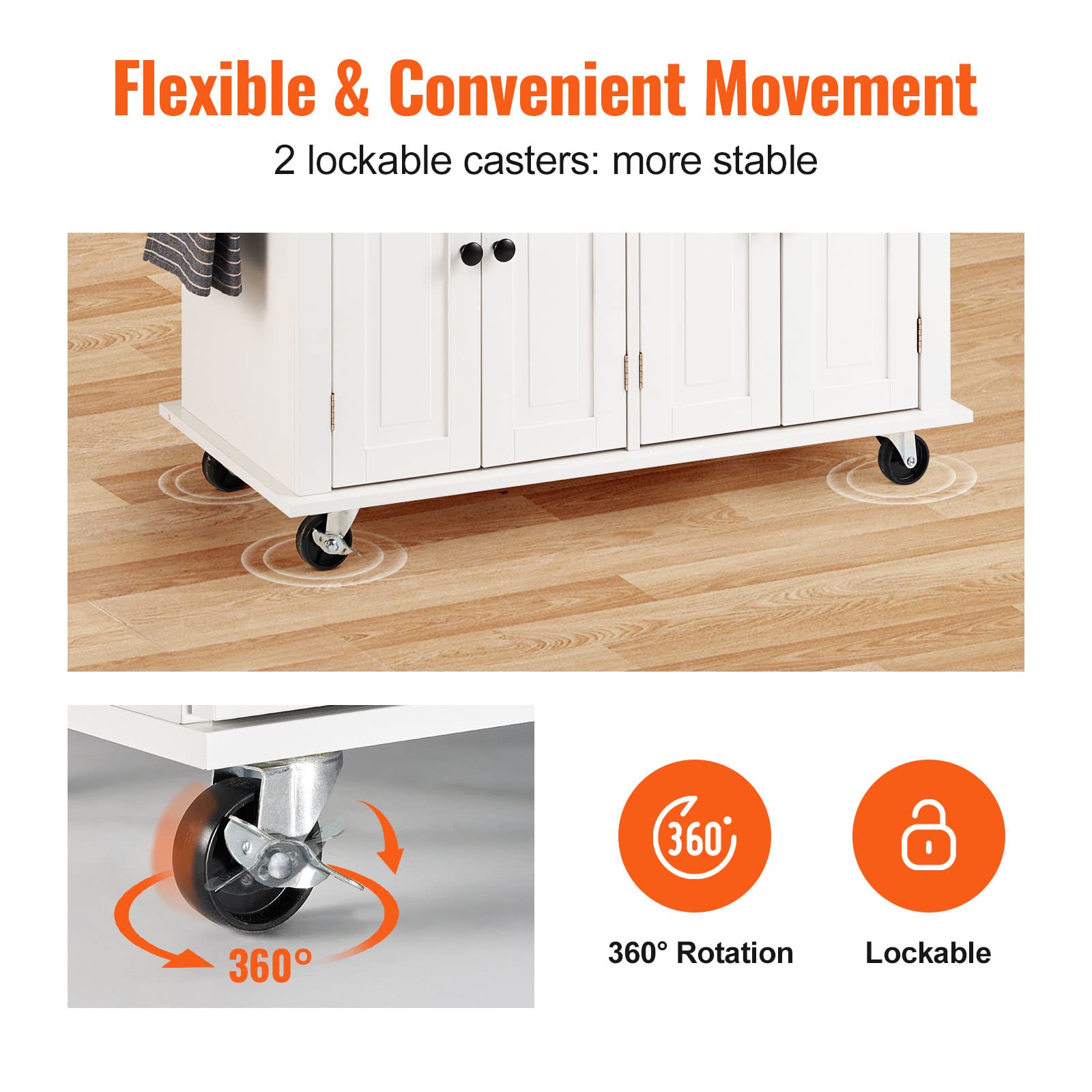 Foto 4 pulgar | Carrito Con Isla De Cocina Vevor Con Tapa De Madera Maciza, 90 Cm, Blanco - Venta Internacional.