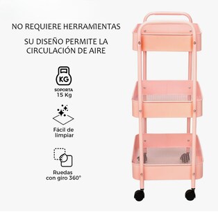 Foto 4 | Carrito Organizador De Metal Transportador Metálico Ruedas