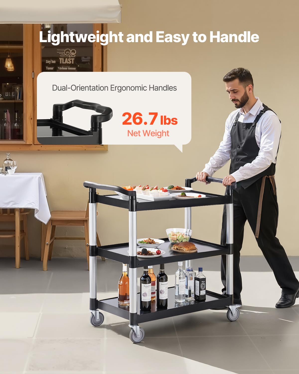 Foto 6 pulgar | Carrito Utilitario Vevor, 500 Libras, Carga 3 Niveles, Plástico Con Ruedas 31.1 X 19.3 - Venta Internacional.