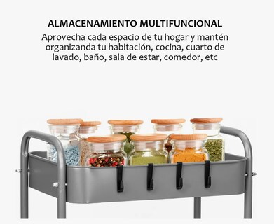 Foto 6 | Carrito Organizador De Metal Transportador Metálico Ruedas