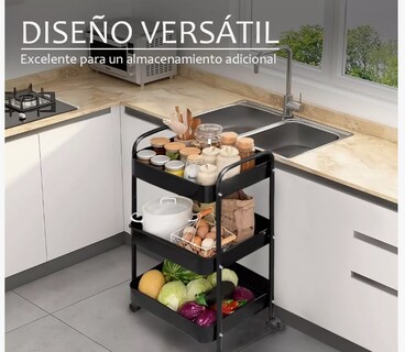 Foto 3 | Carrito Organizador De Metal Transportador Metálico Ruedas