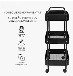 Foto 5 | Carrito Organizador De Metal Transportador Metálico Ruedas