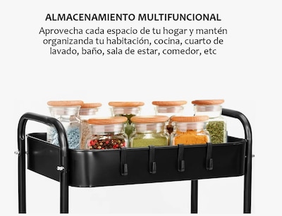 Foto 6 | Carrito Organizador De Metal Transportador Metálico Ruedas