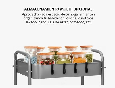 Foto 5 | Carrito Organizador De Metal Transportador Metálico Ruedas