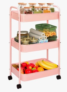Foto 1 | Carrito Organizador De Metal Transportador Metálico Ruedas Rosa