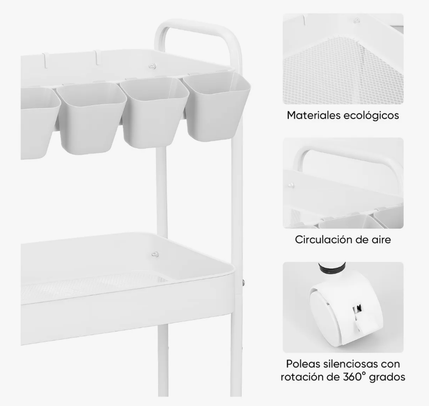 Foto 5 pulgar | Carrito Organizador De Acero Multifunción Con Ruedas
