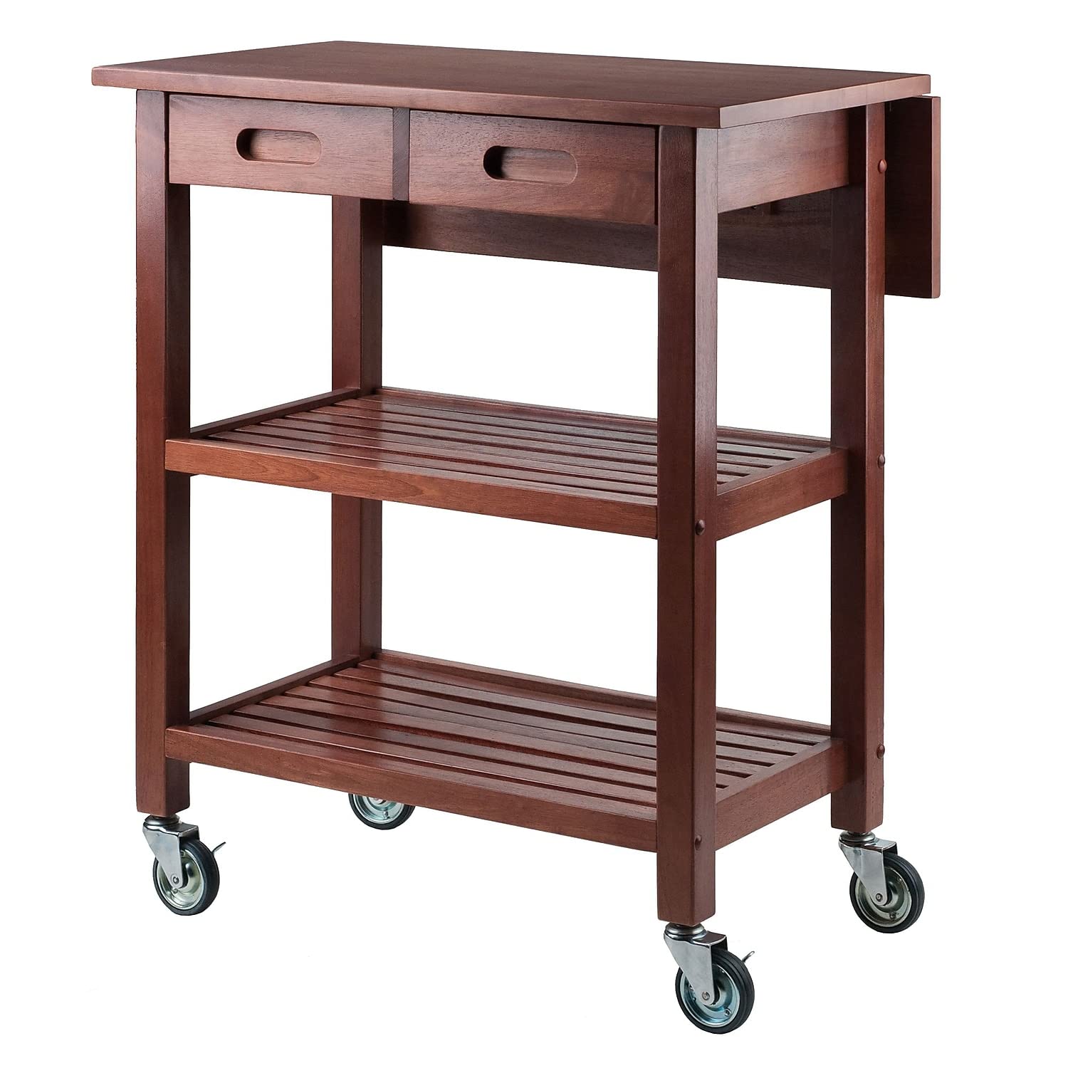 Foto 2 pulgar | Carrito De Cocina Winsome Jonathan Con 2 Cajones, Color Nogal Enrollable - Venta Internacional.