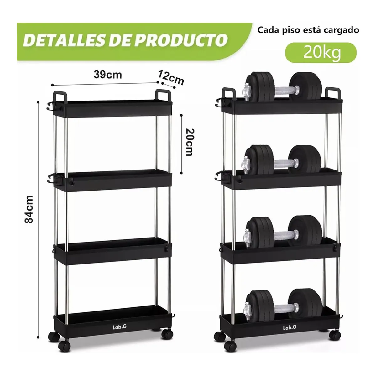 Foto 3 pulgar | Estante Organizador De 4 Niveles Para Cocina, Para Baño Lab.g Negro