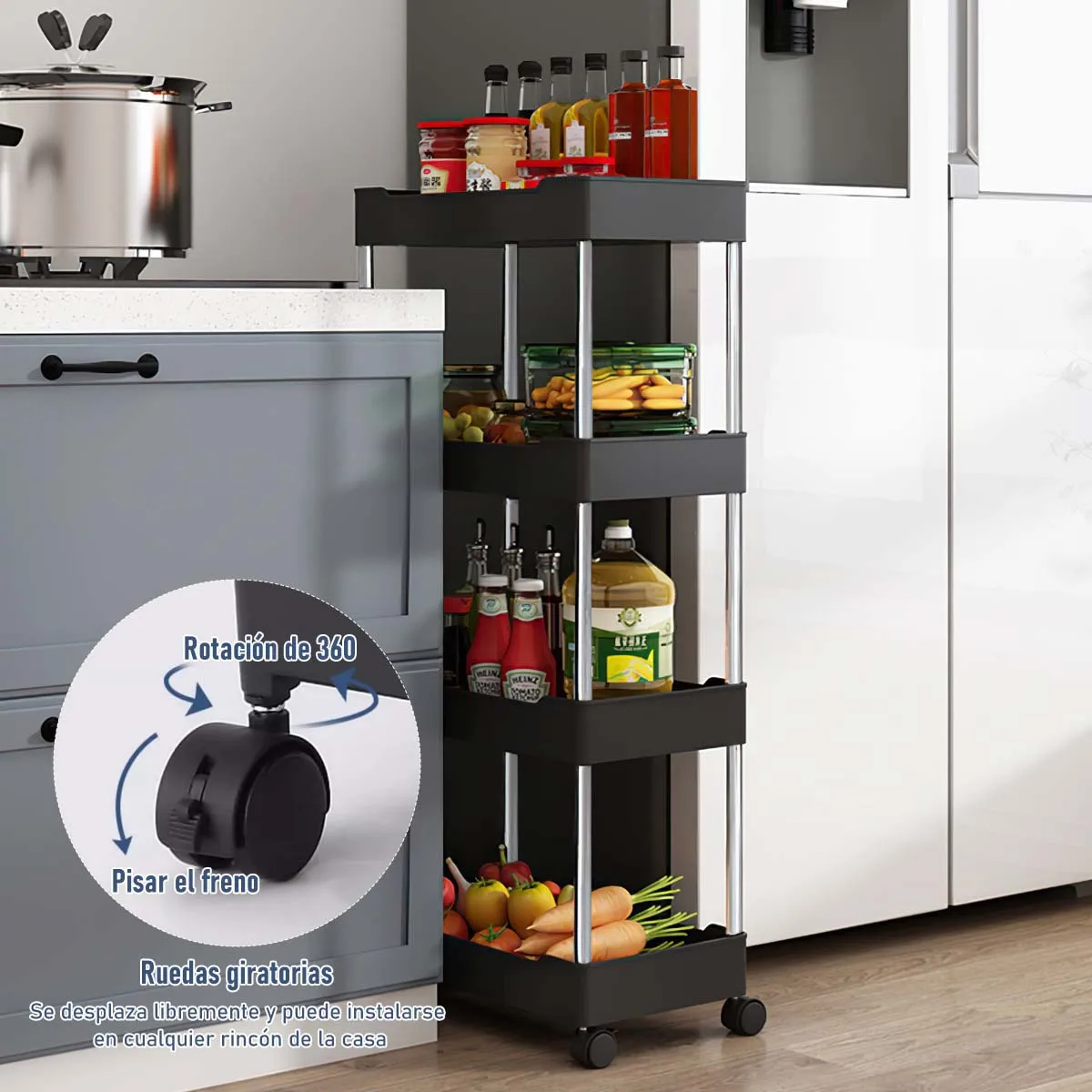 Foto 5 pulgar | Estante Organizador De 4 Niveles Para Cocina, Para Baño Lab.g Negro