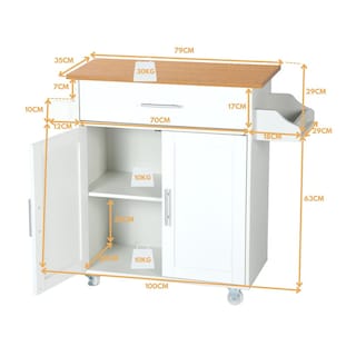 Foto 2 | Carrito De Cocina Madera Blanco Carrito De Almacenamiento gomyhome