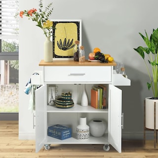 Foto 3 | Carrito De Cocina Madera Blanco Carrito De Almacenamiento gomyhome