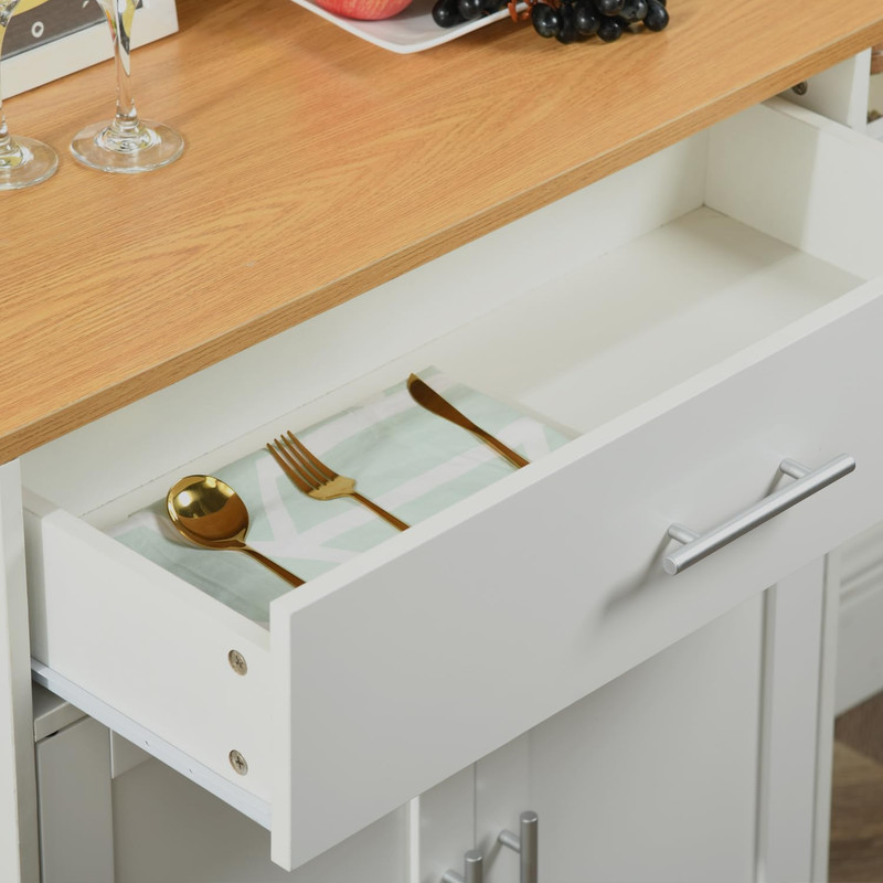 Foto 8 | Carrito De Cocina Madera Blanco Carrito De Almacenamiento gomyhome
