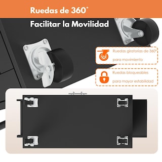 Foto 5 | Carrito De Cocina Madera Negro Carrito De Almacenamiento gomyhome