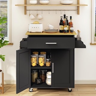 Foto 8 | Carrito De Cocina Madera Negro Carrito De Almacenamiento gomyhome