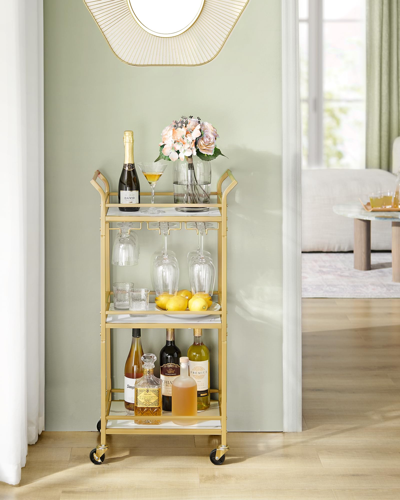 Foto 4 pulgar | Bar Cart Vasagle Home Bar Serving Con Estante De 3 Niveles  Color Dorado Pálido
