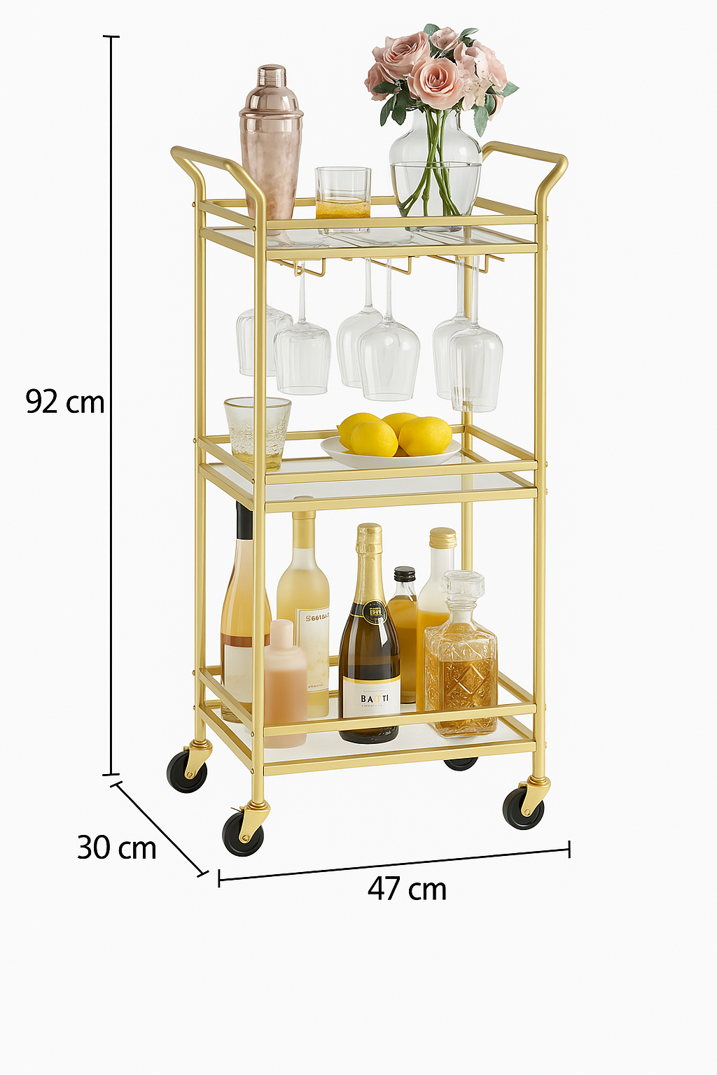 Foto 8 pulgar | Bar Cart Vasagle Home Bar Serving Con Estante De 3 Niveles  Color Dorado Pálido