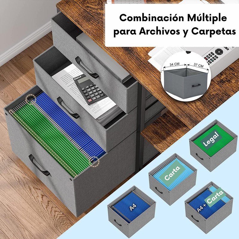 Foto 6 | Archivadores Para Home Office Con 3 Cajones Marron Gomyhome