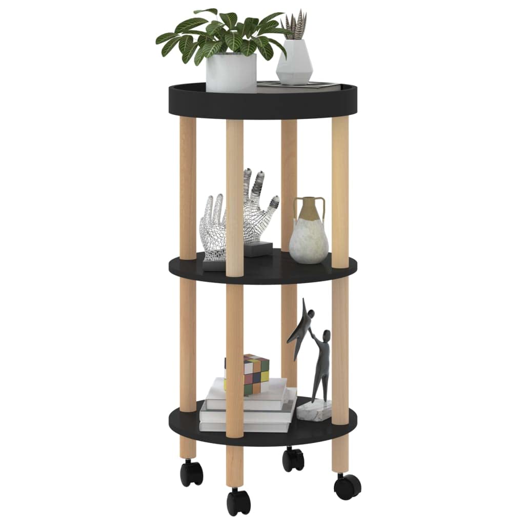 Foto 4 pulgar | Trolley Vidaxl  Escandinavo  3 Niveles  Madera De Ingeniería Negra - Venta Internacional.
