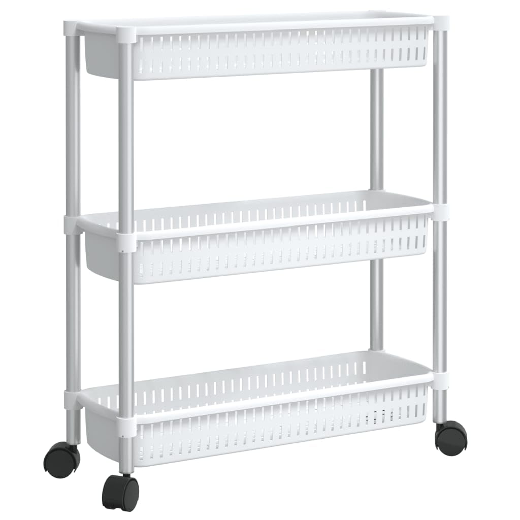 Foto 4 pulgar | Carrito De Almacenamiento Vidaxl Con Marco De Aluminio De 3 Niveles  Color Plateado Y Blanco - Venta Internacional.