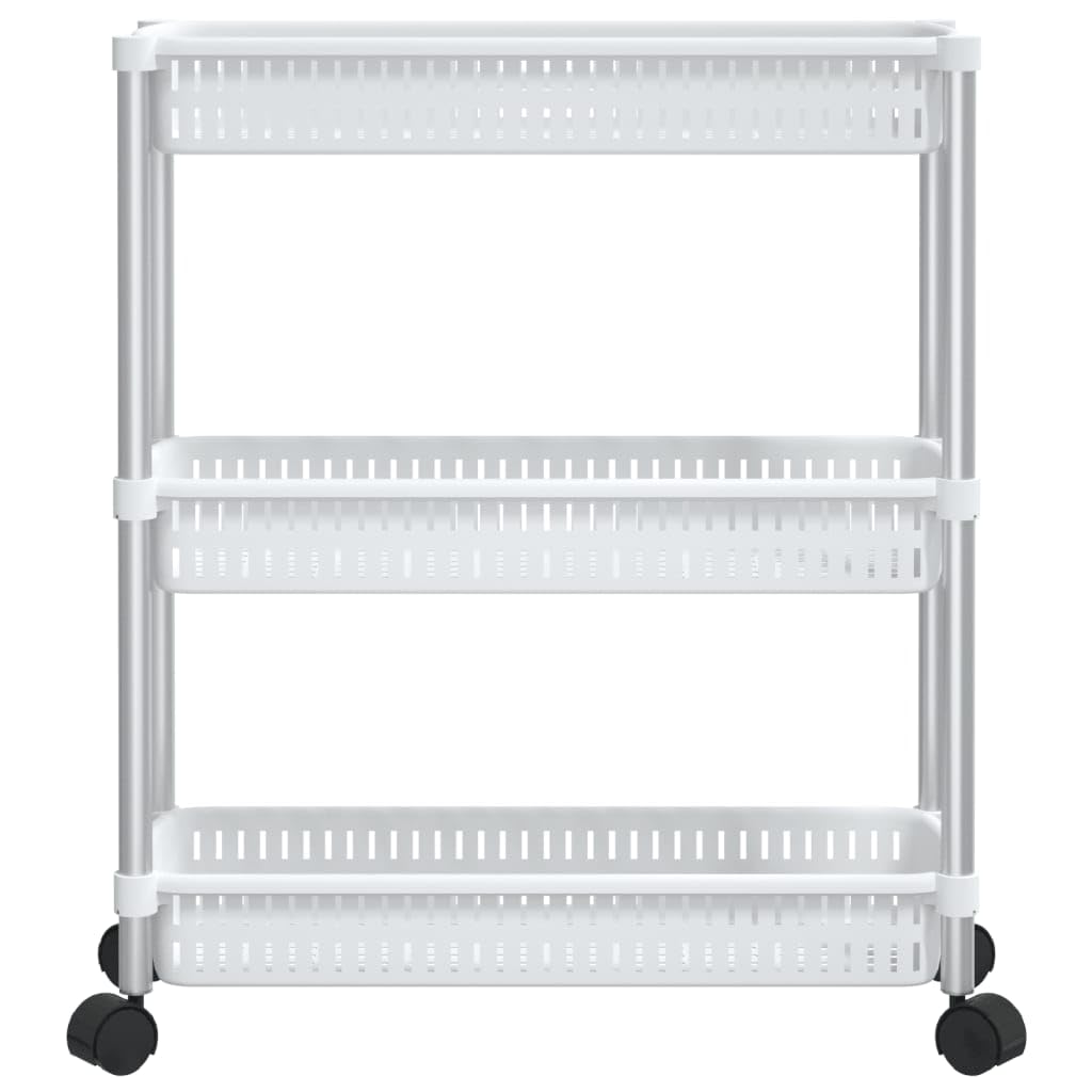 Foto 5 pulgar | Carrito De Almacenamiento Vidaxl Con Marco De Aluminio De 3 Niveles  Color Plateado Y Blanco - Venta Internacional.