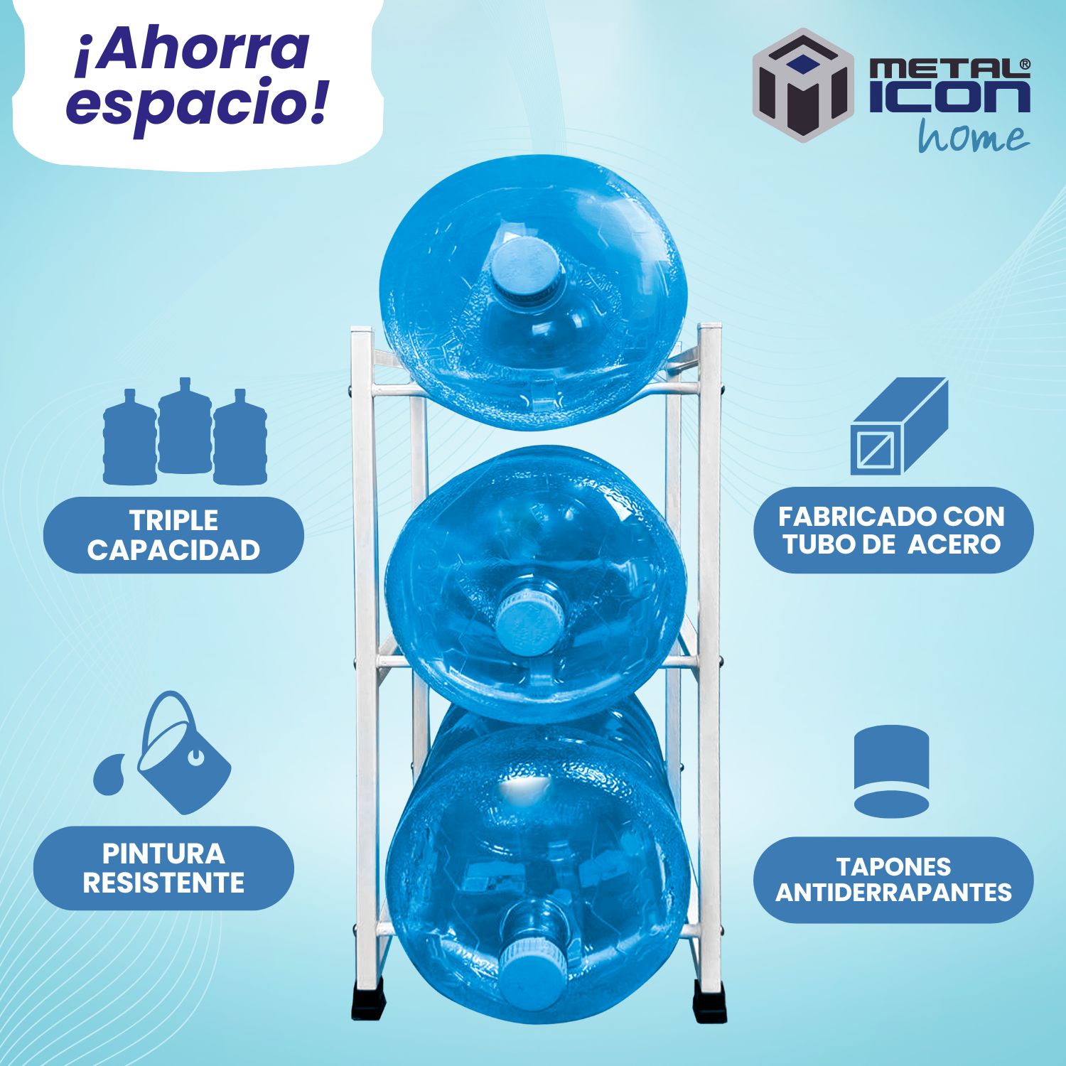 Foto 5 pulgar | Rack Metálico para Garrafón Metalicon Home 3 Niveles