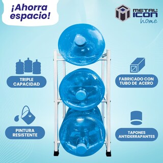Foto 4 | Rack Metálico para Garrafón Metalicon Home 3 Niveles