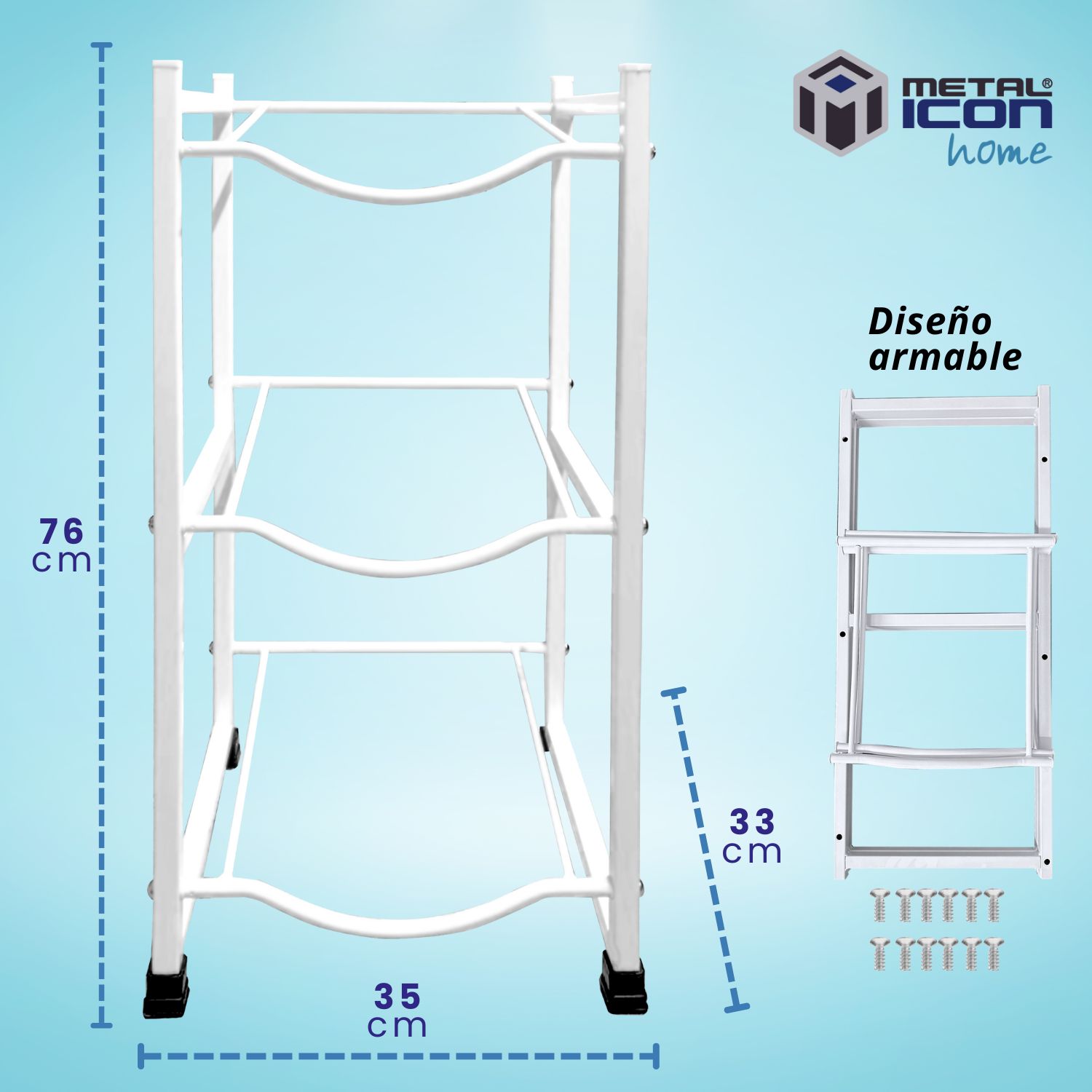 Foto 6 pulgar | Rack Metálico para Garrafón Metalicon Home 3 Niveles