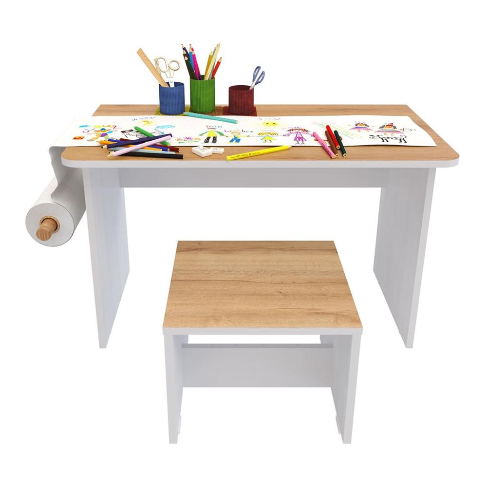 Escritorio Infantil Multifuncional Zoe Color Duna Blanco