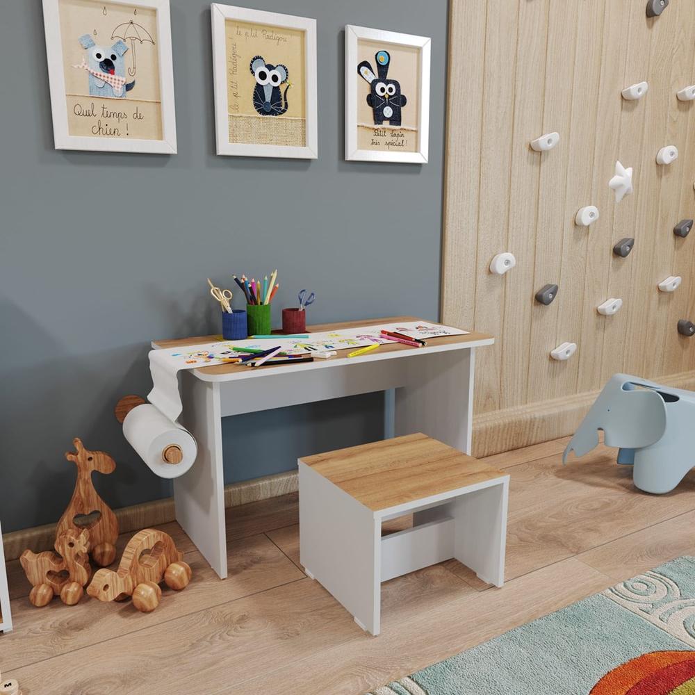 Foto 4 pulgar | Escritorio Infantil Multifuncional Zoe Color Duna Blanco