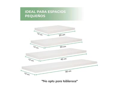 Foto 2 | Kit 4 Repisas Flotantes 50x15 40x15 30x15 20x15 Y Accesorios Color Blanco