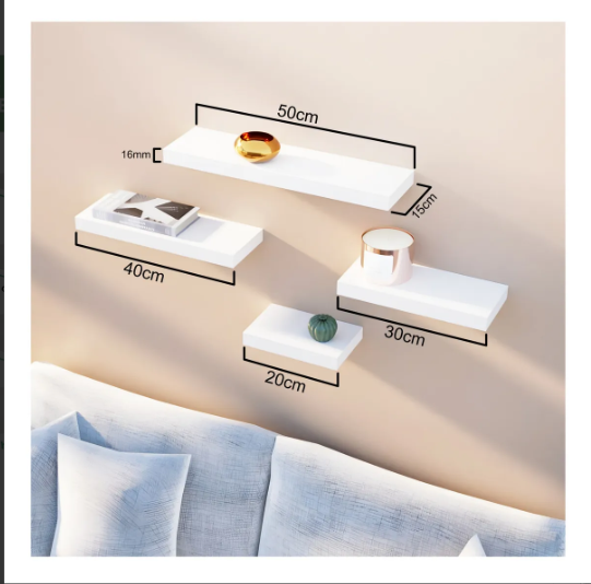 Foto 5 pulgar | Kit 4 Repisas Flotantes 50x15 40x15 30x15 20x15 Y Accesorios Color Blanco