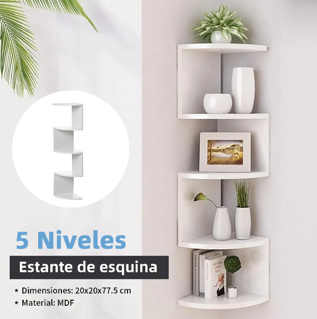 Foto 3 pulgar | Repisa Esquinera Flotante Moderna Minimalista Muebles Blanco Libros