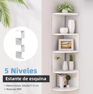 Foto 2 | Repisa Esquinera Flotante Moderna Minimalista Muebles Blanco Libros