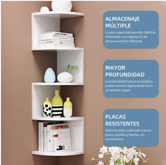 Foto 4 pulgar | Repisa Esquinera Flotante Moderna Minimalista Muebles Blanco Libros