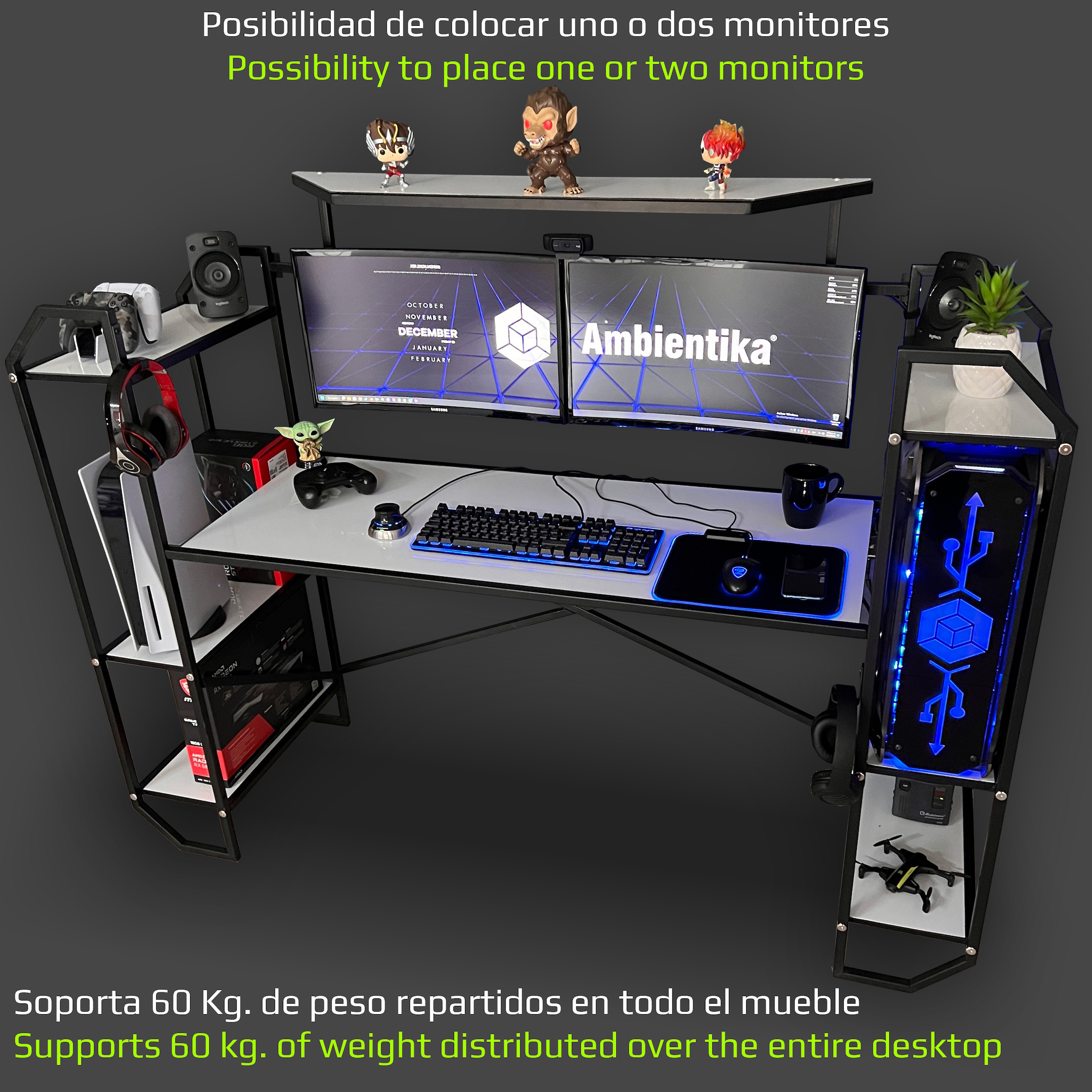 Foto 7 | Desk-top Modelo H Escritorio Gamer Ambientika