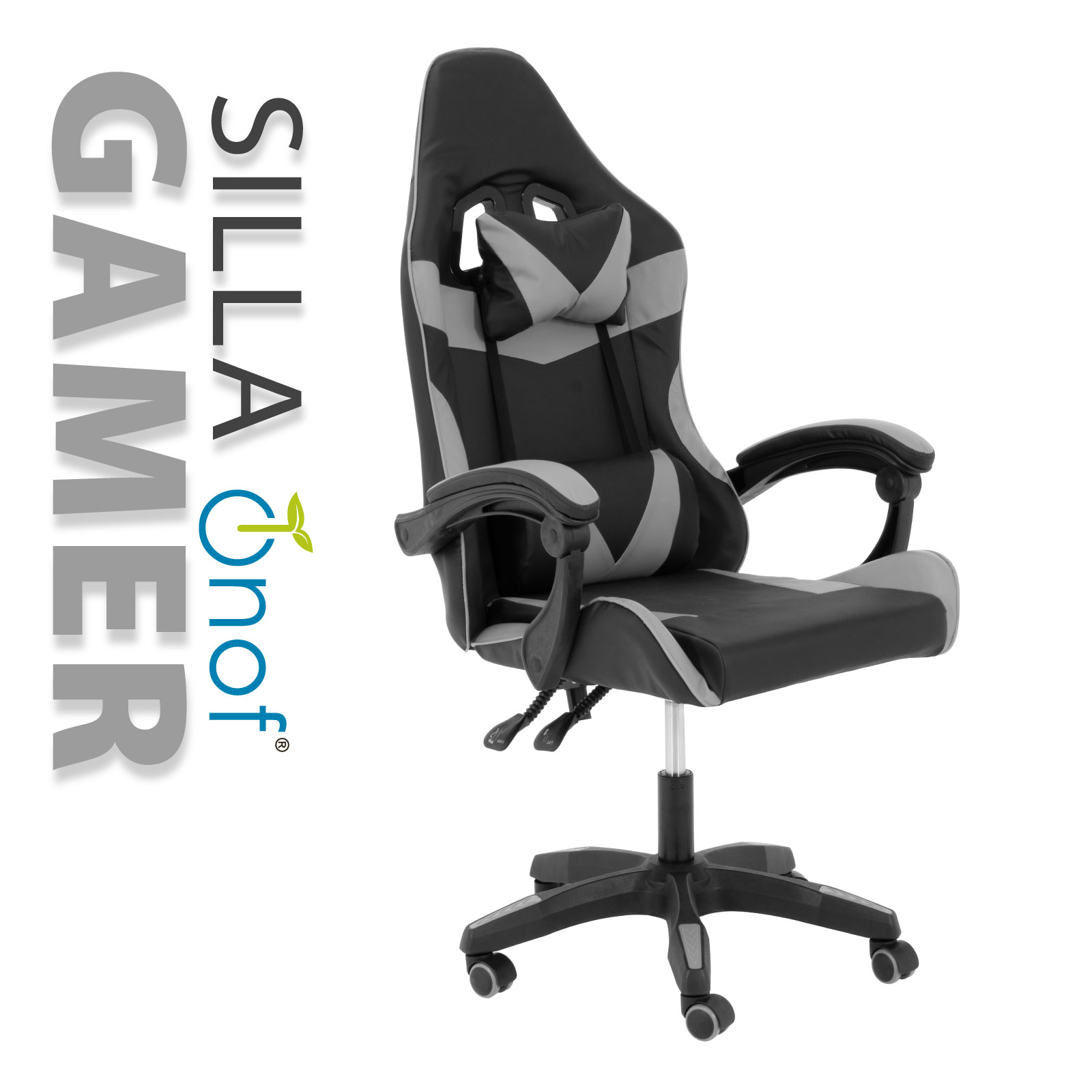 Foto 3 pulgar | Silla Gamer Onof SGE-NE/GR Multicolor sin Reposapiés