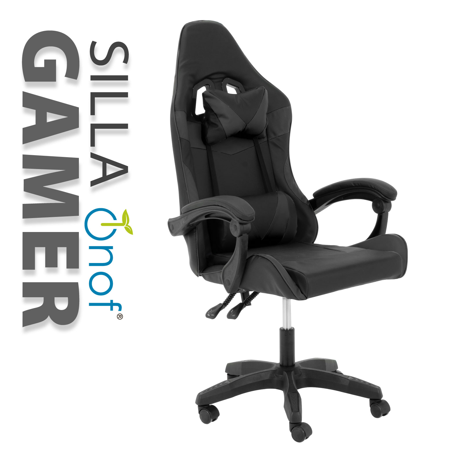 Foto 3 pulgar | Silla Gamer Onof SGE-NE color Negro sin Reposapiés