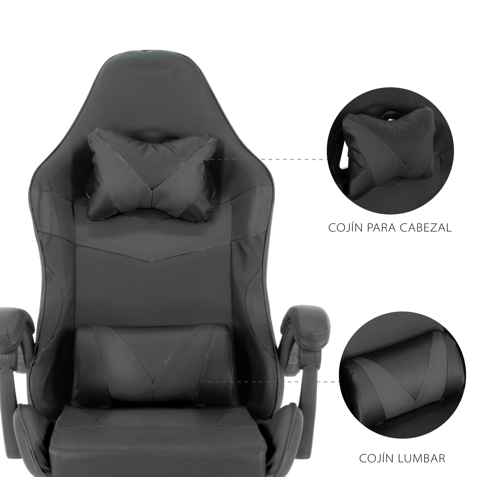 Foto 7 pulgar | Silla Gamer Onof SGE-NE color Negro sin Reposapiés