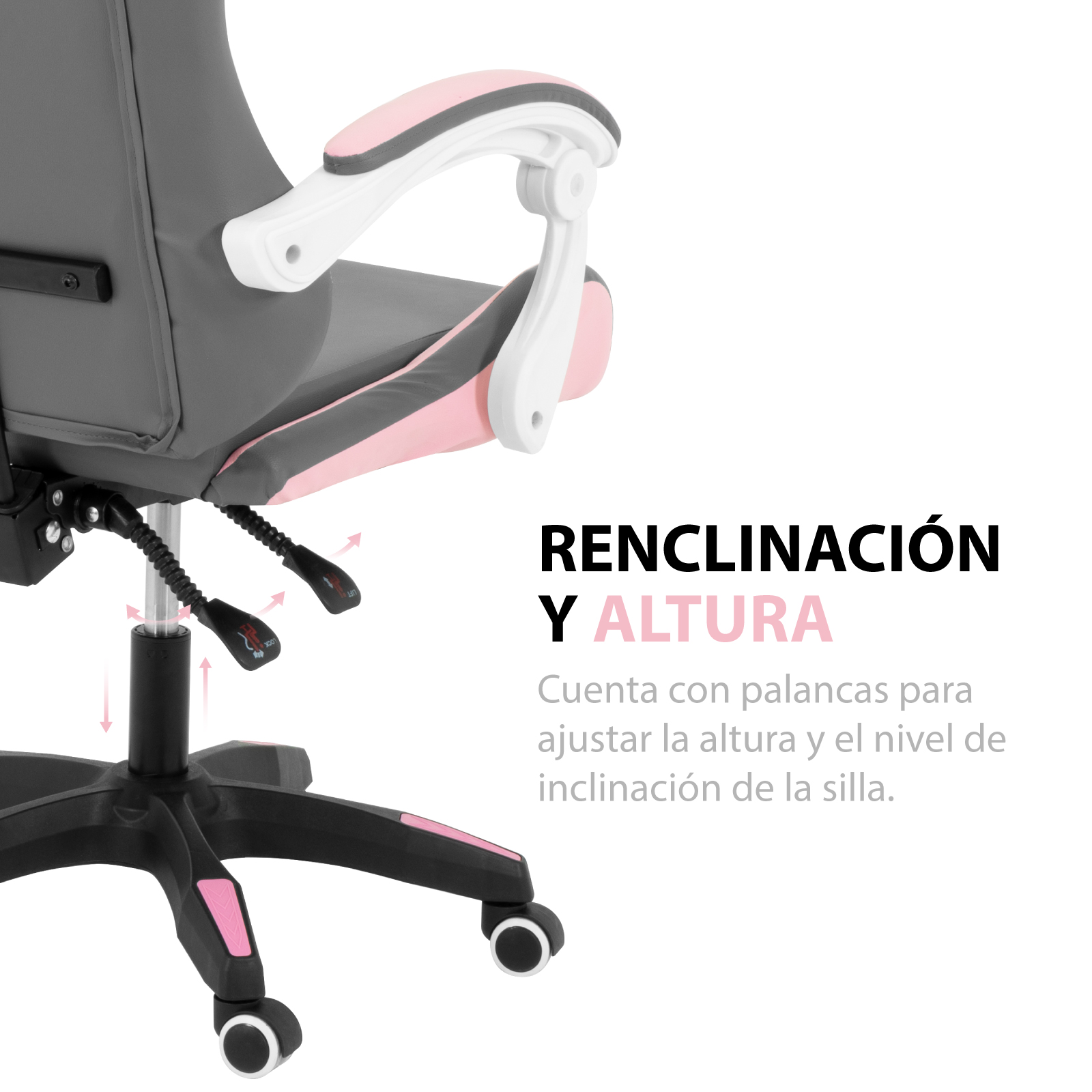 Foto 4 pulgar | Silla Gamer Onof SGE-RS/NE color Rosa