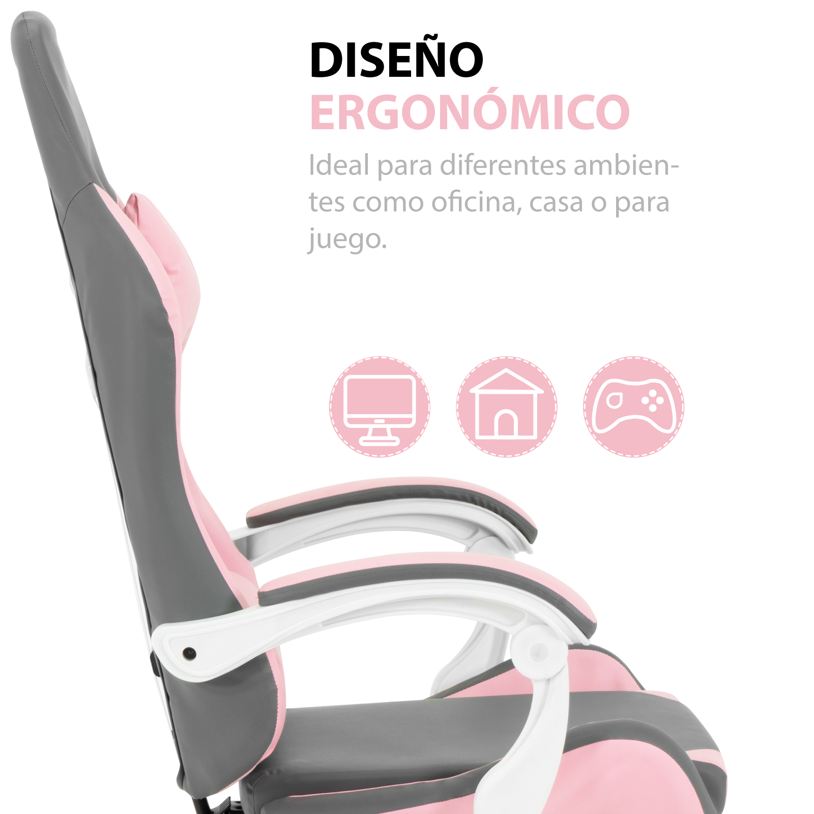 Foto 5 pulgar | Silla Gamer Onof SGE-RS/NE color Rosa