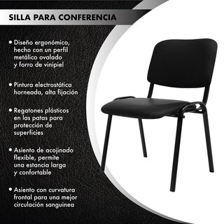 Foto 2 | Lote 4 Sillas Escritorio Big Room Sala De Espera Tapizada Vinipiel
