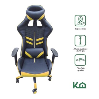 Foto 2 | Silla Gamer KingsHouse 300134 color Amarillo Ergonómica Reclinable Gaming PC Videojuegos