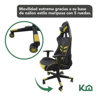 Foto 6 | Silla Gamer KingsHouse 300134 color Amarillo Ergonómica Reclinable Gaming PC Videojuegos