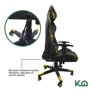 Foto 7 | Silla Gamer KingsHouse 300134 color Amarillo Ergonómica Reclinable Gaming PC Videojuegos