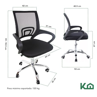 Foto 5 | Sillas Mesh Oficina KingsHouse KHMESHB color Negro 2 Piezas