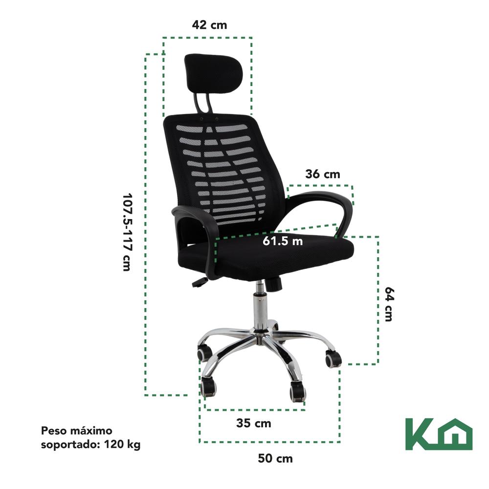 Foto 7 pulgar | Silla Ejecutiva KingsHouse con Respaldo Reclinable Negra Mesh Oficina